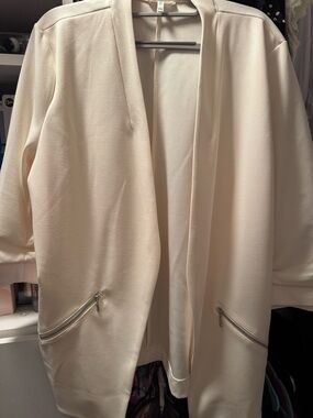 Maurices Cream Open-Front Blazer with Zipper Pockets